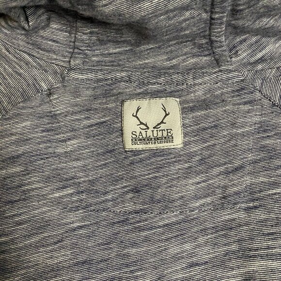 Salute by Levelwear Men's Heather Blue Sweatshirt Henley Hoodie - Picture 7 of 7